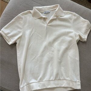 Zara Off-White Knit Polo